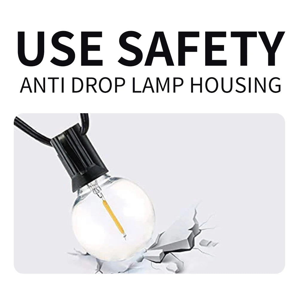 30m 15m 7.6m USB LED Lights 5V 1W G40 Plastic Bulb Outdoor Waterproof Tent Fairy Patio Festoon String Light Wedding Decor