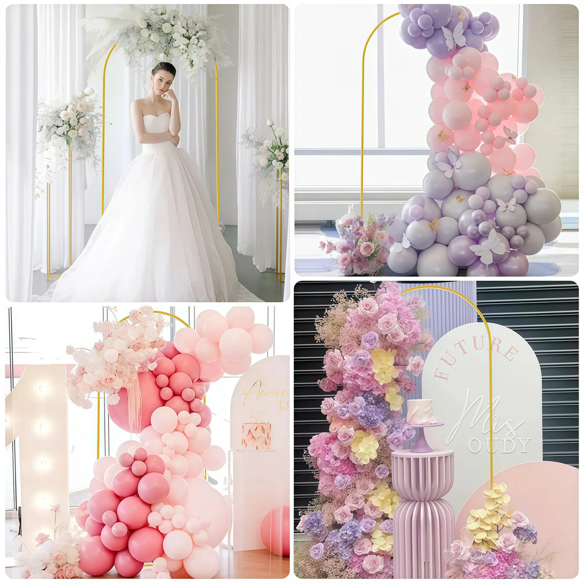 4/5/6/6.6/7.2FT Gold Wedding Arch Stand, Party Decor Balloon arch, Frame Backdrop Holder Bracket For Birthday Baby Shower