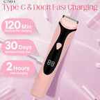 Women 2in1 Electric Shaver, Body Facial Underarm Leg Hair Removal Type-C USB Rechargeable Low Noise Portable Trimmer Beauty Tool