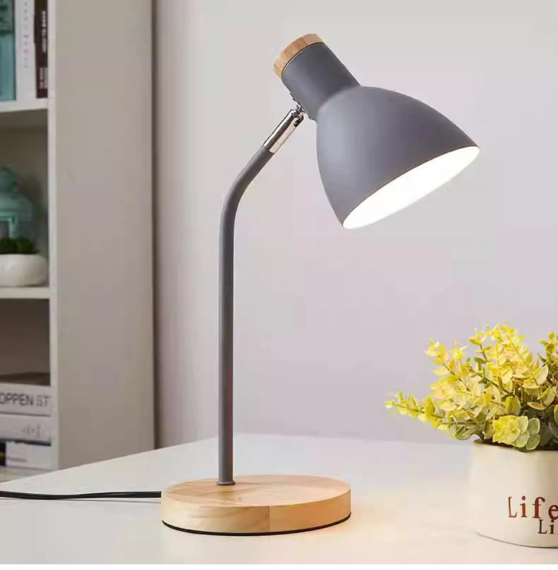 Nordic LED Creative Living Room Simple Solid Wood Modern Macaron Learning Desktop Decoration Table Lamp