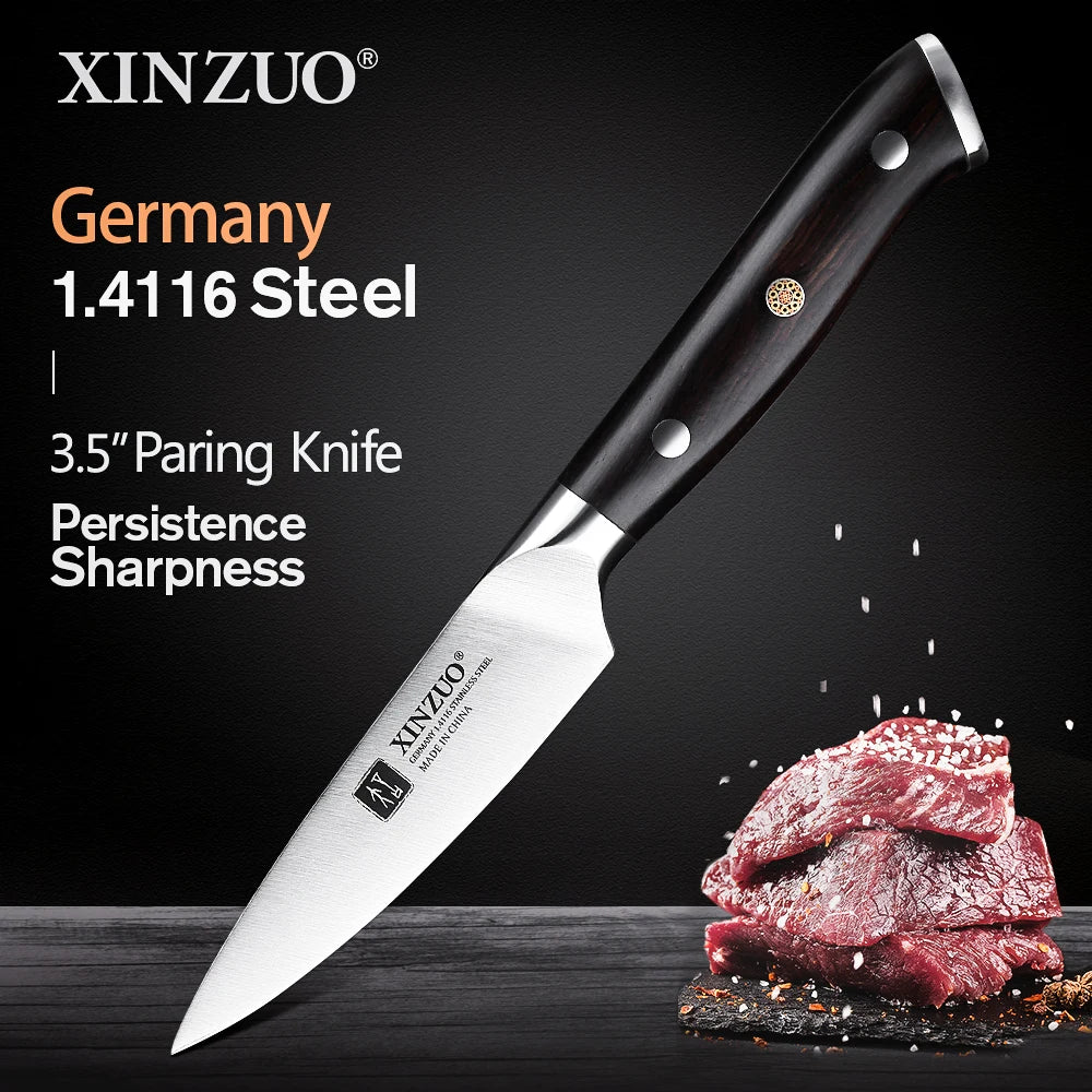XINZUO 1pc-5pcs Kitchen Knives Set German 1.4116 Steel Chef Cleaver Santoku Utility Paring Knife Nature Ebony Wood Handle