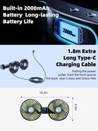 Eary Car Rear Seat Fan Headrest Backseat Dual Head Fan 2000mAh Battery 3 Speed Air Cooling Fans for kids Summer Car Accessories