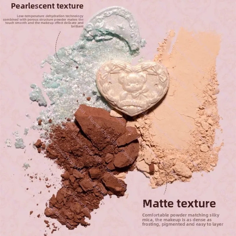 Flower Knows The Sweetie Bear Collection Eyeshadow Palette 6 Colors Glitter Matte Natural Bronzer Multi Use Kawaii Makeup