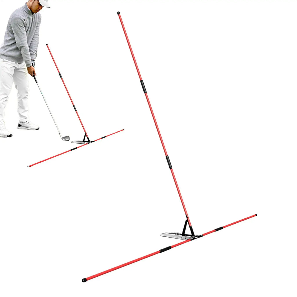 Golf swing alignment rod holder practice plate trainer, red