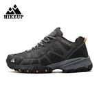 HIKEUP Men's Hiking Sneakers Breathable Cushioned Non-Slip Outdoor Shoes, Black/Green/Grey 40-45
