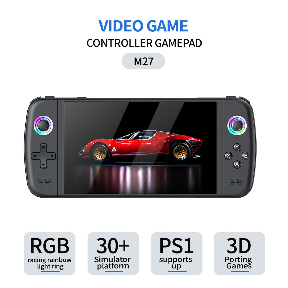 7.0 Inch Big Screen M27 Portable Pocket Retro Handheld Video Game Console 1024*600 Display Support LINUX Emelec 64G/128G