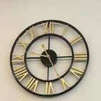 Modern Style 40cm 3D Round Accurate Silent Wall Clocks Roman Numerals Retro Metal Hanging Clock for Living Room 2023 Home Decor