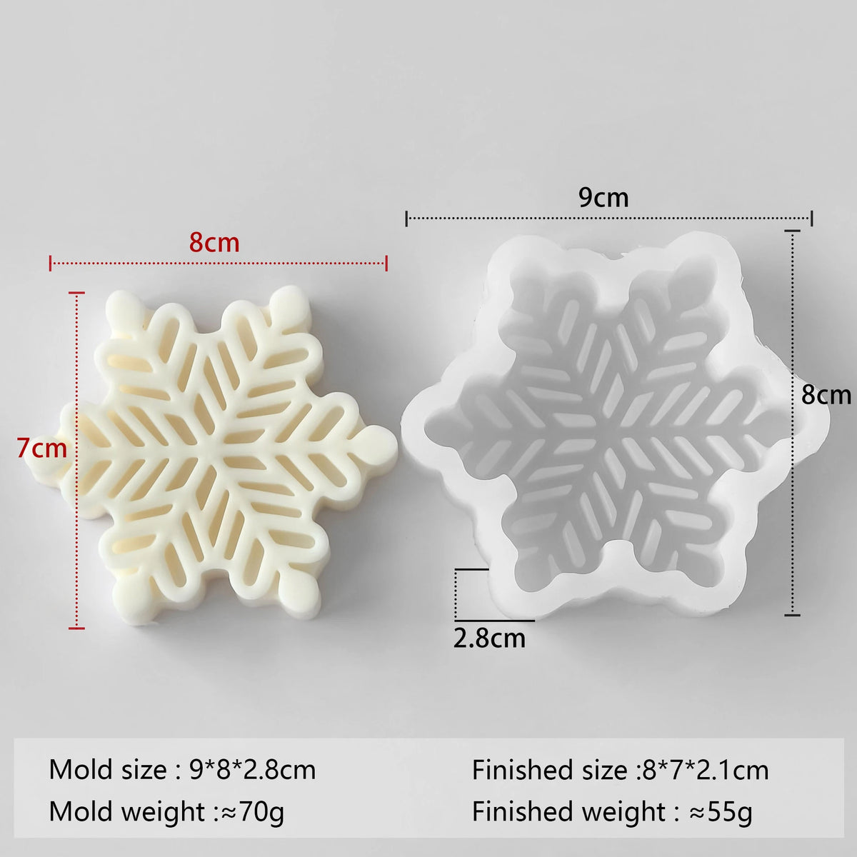 Snowflake Candle Silicone Mold DIY Christmas Soap Wax Melt Mold Aroma Stone Decor Handmade Craft Gift Home Decor Holiday Ornamen