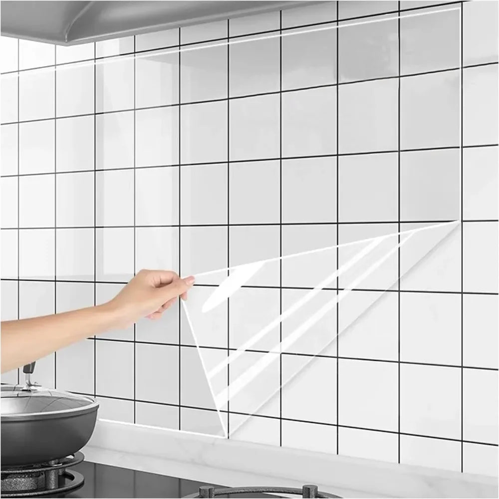 Wall Protector Film Kitchen Oil Proof Wall Sticker Stove Cabinet Heat-resisting Self Adhesive Wallpaper Waterproof Decoration