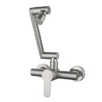 Stainless Steel Foldable Basin Faucet Wall Mounted Bathroom Kitchen Sink Washbasins Cold Hot Water Mixer Tap 360 Degree Swivel