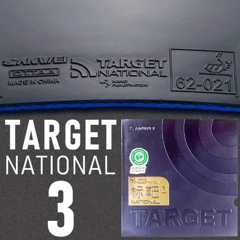 SANWEI TARGET 3 National Table Tennis Rubber Blue Sponge Sticky Ping Pong Rubber Sheet for Advanced Players