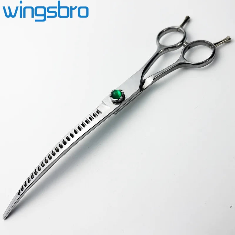 wingsbro 8/7 inch Pet Grooming Scissors,Dog Curved Scissors ,Pet Curved Thinning Scissors,Dog Shark Scissors