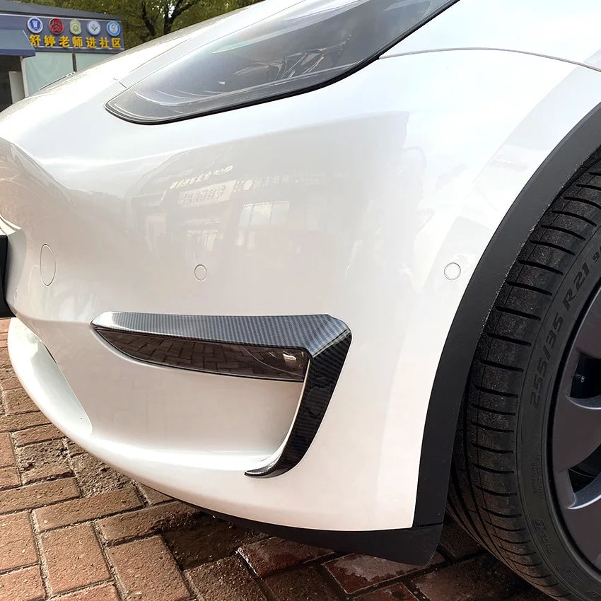 For Tesla Model 3 Model Y 2017-2023 Front Bumper Fog Lamp Wind Knife Spoiler 1Pair Car Fog Lamp Trim Cover Fog Light Eyebrow