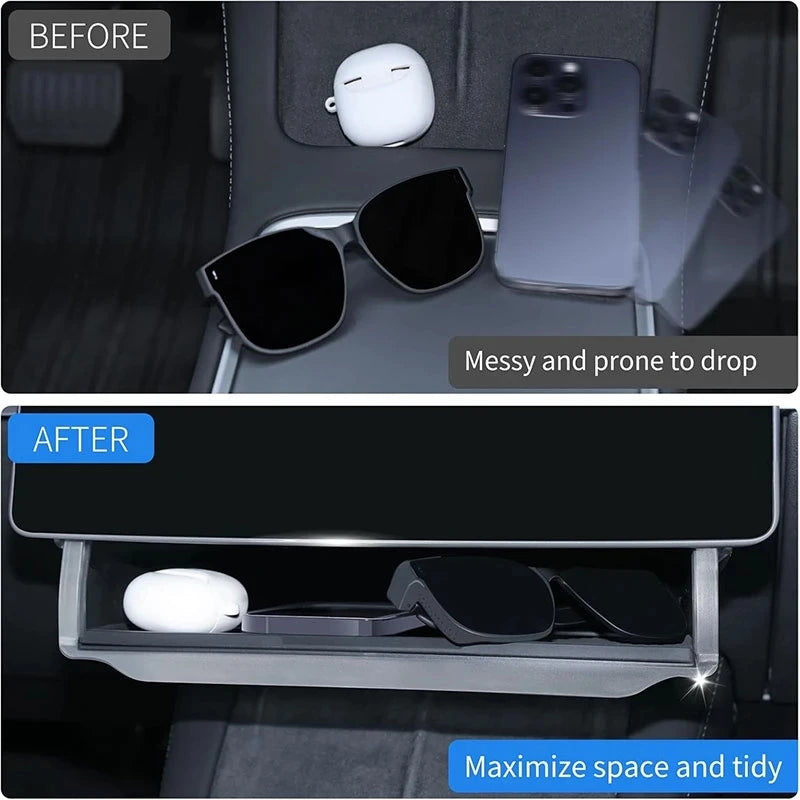 Center Console Under Screen Hidden Storage Box Organizer Tray for Tesla Model 3/Y 2026