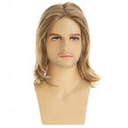 HAIRJOY Synthetic Hair Men Blonde Wig Short Layered Synthetic Wig Halloween Cosplay Costume Party Full Wigs