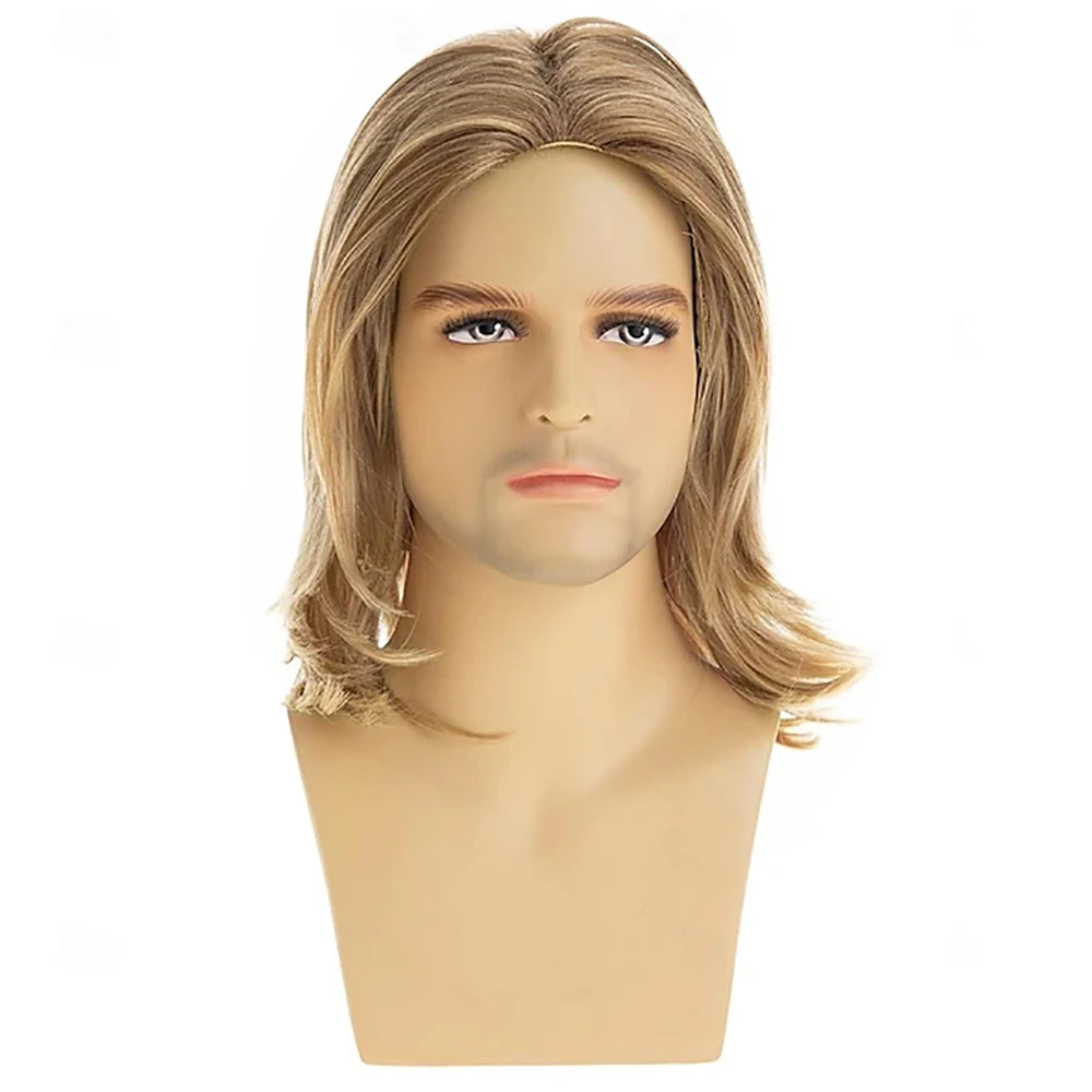 HAIRJOY Synthetic Hair Men Blonde Wig Short Layered Synthetic Wig Halloween Cosplay Costume Party Full Wigs