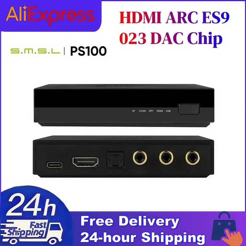 SMSL PS100 Multifunctional Audio Converter ES9023 DAC Chip Built in Bluetooth PCM44.1-192kHz