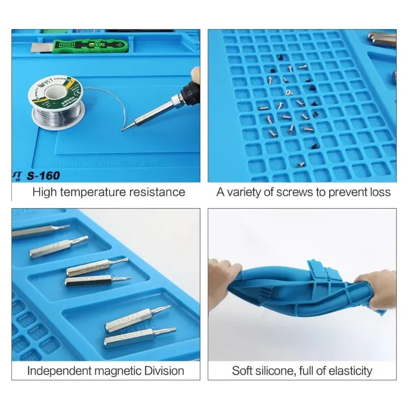 Silicone Soldering Pad Desk Platform Mat for Welding Station Iron Phone PC Repair Magnetic Heat Insulation No Lead S-160