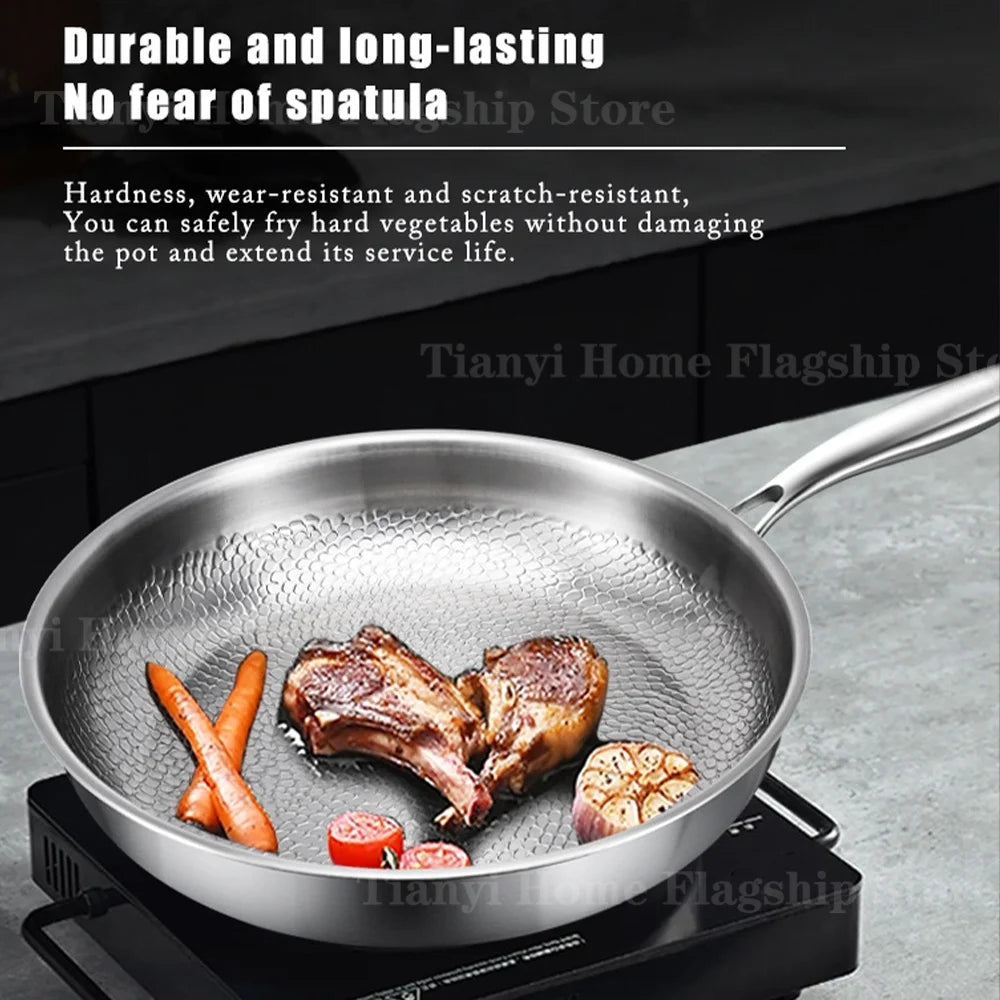 Titanium stainless steel nonstick frying pan skillet, 22-30cm, induction & gas compatible