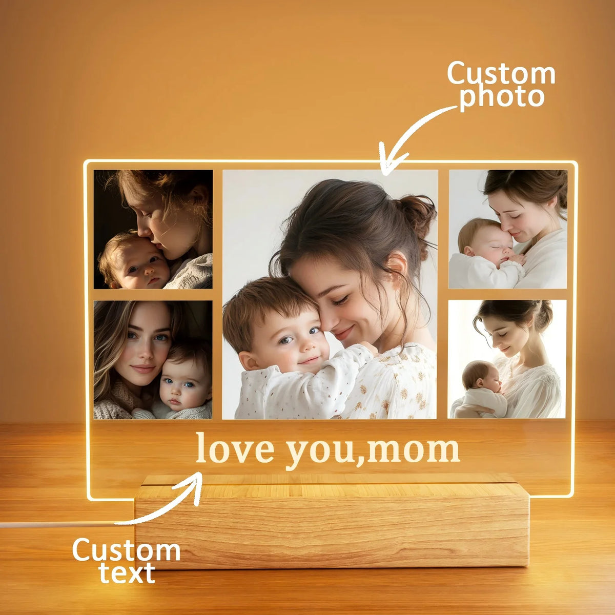 Custom photo asymmetric 3D light decoration bedroom nightlights, holiday decorations, gifts for friends and family