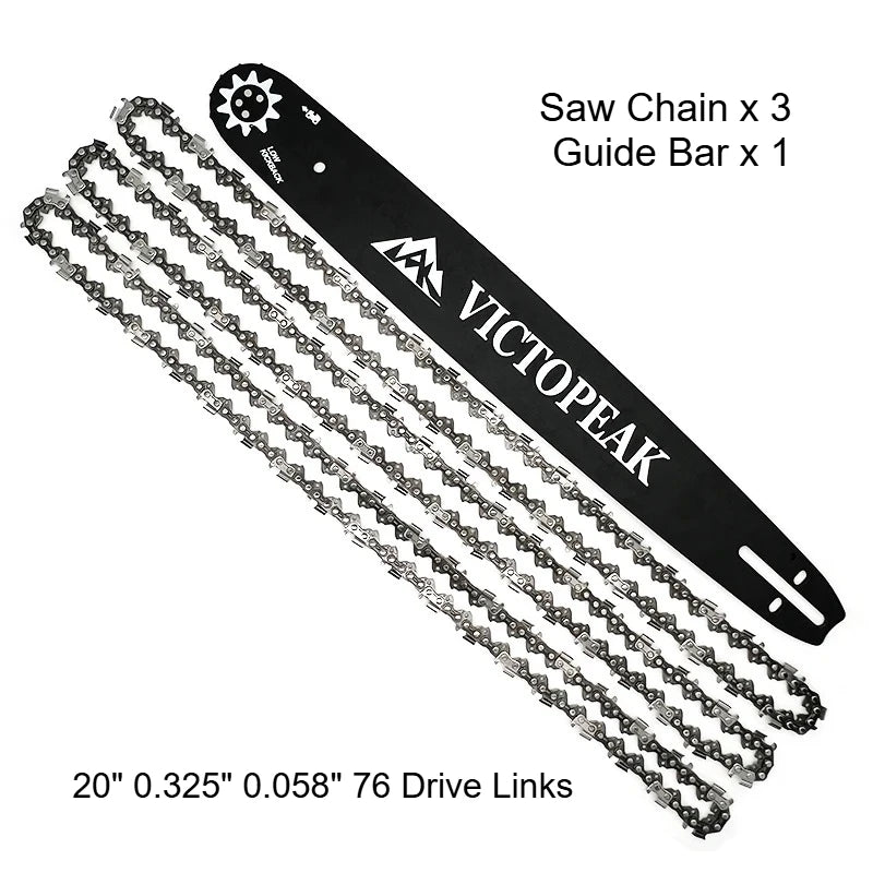 Garden Tool Parts Accessories Guide Bar with Chainsaw Blade 20'' 0.325" 0.058" 76Links for Chinese Chain Saw