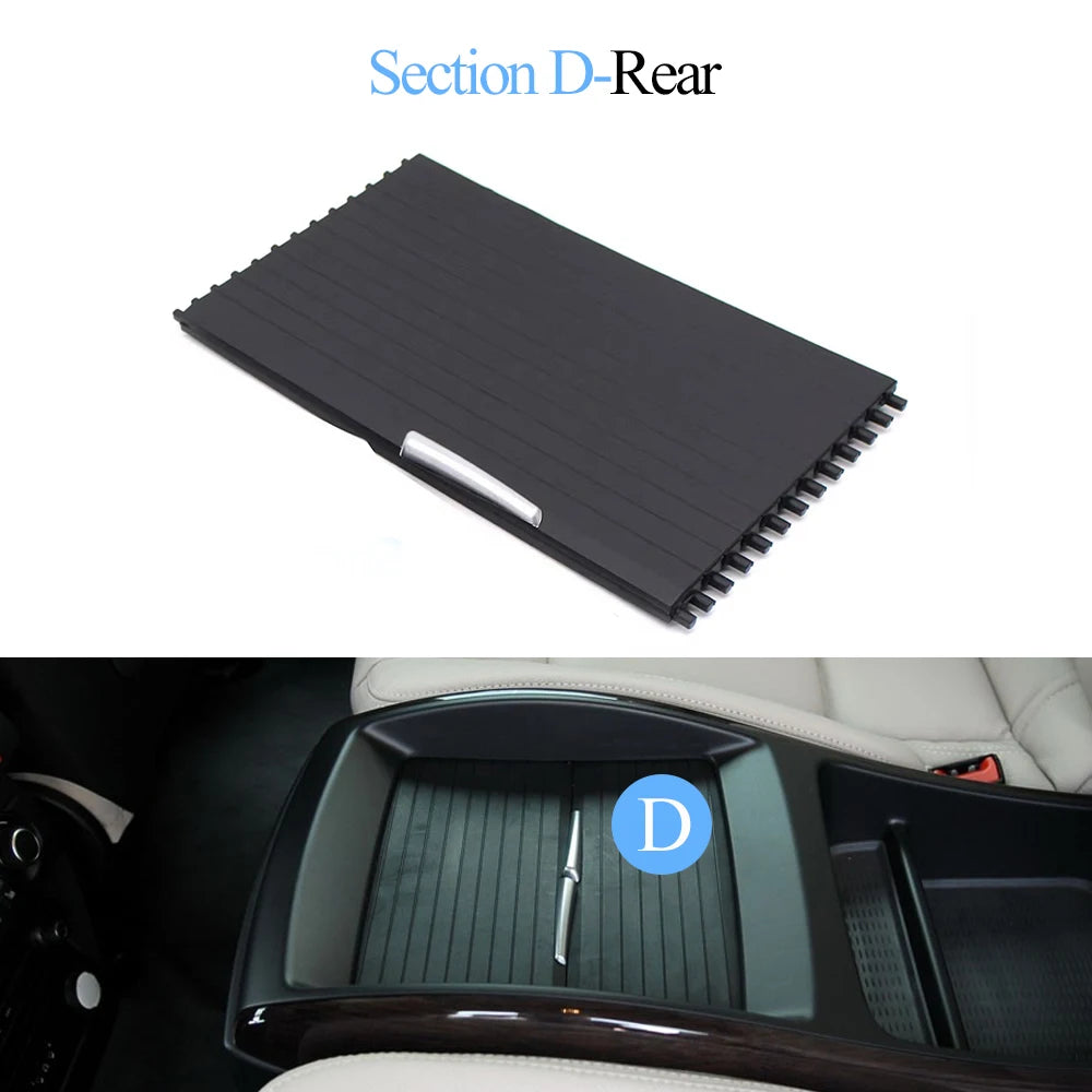 E70 E71 E72 Front Rear Interior Central Drink Water Cup Holder Cover Zipper Roller Blind Curtain For BMW X5 X6 2007-2014