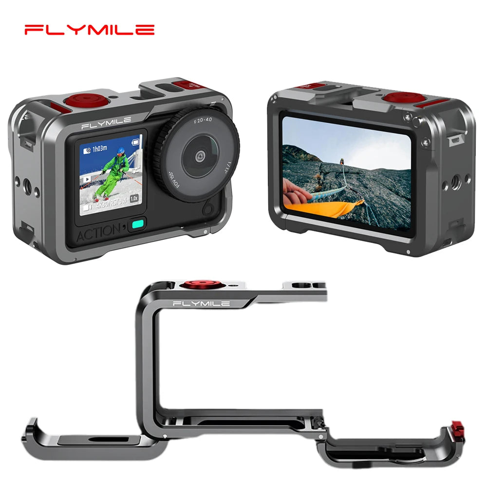 Flymile Action 6 Metal Cage Protective Case Aluminum Alloy Shell Cold Shoe Mount Adapter for DJI Action 6 Creator Accessories