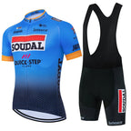 New 2026 SOUDAL Quick Step Men Summer Short Sleeve Cycling Jersey Set Breathable Quick Drying Cycling Clothes Shirt 19D Cushion