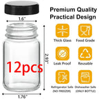 2oz Glass Shot Bottles with lids - Small Clear Jars for Ginger，Wellness Shots, Juice, Travel mini Reusable Wide Mouth bottles