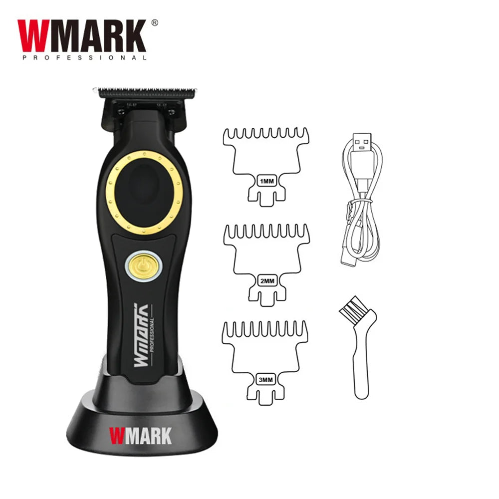 WMARK NG-7230 Professional Hair Clipper Ceramic Titanium Plated Blade 7500RPM Men's Trimmer Engraving Push with Charging Base