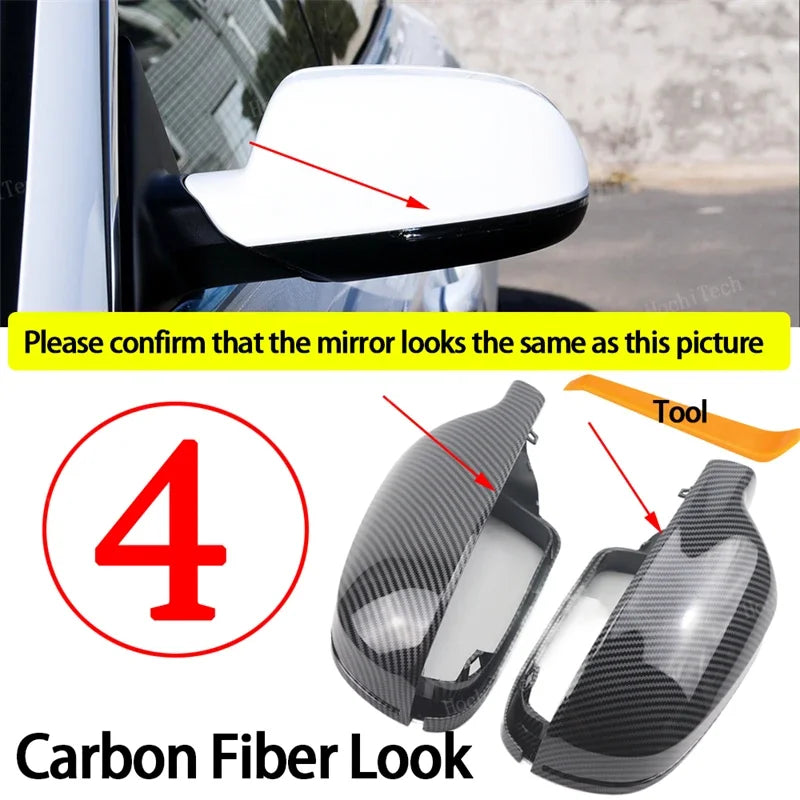 for Audi A3 A4 A5 A6 A8 Q3 SQ3 S4 S5 S6 S8 RS3 RS4 RS5 B8 B8.5 8P Carbon Fiber Look Black Mirror Cover Rearview Side Mirror Cap