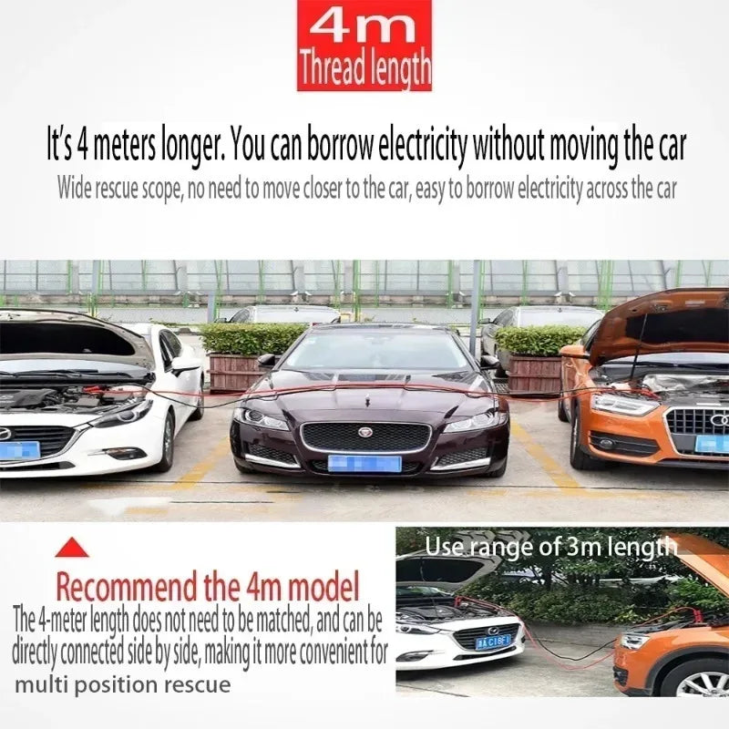 4M 2000A Booster Cable Heavy Duty Car Battery Jump Starter Cable  for Car SUV Truck   Emergency Ignition Quick Start Power