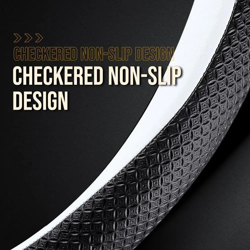 Steering Wheel Cover Protector for Tesla Model 3/Y 2016-2025 2026 Juniper/Highland Non-Slip Breathable White Premium Leather