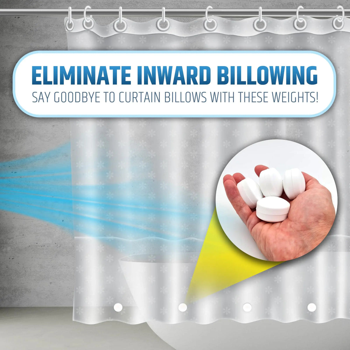 Magnetic Shower Curtain Weights for Splash-Free Bath Experience - 360° Silicone Wrapped - Will Never Rust - Heavy Magnets