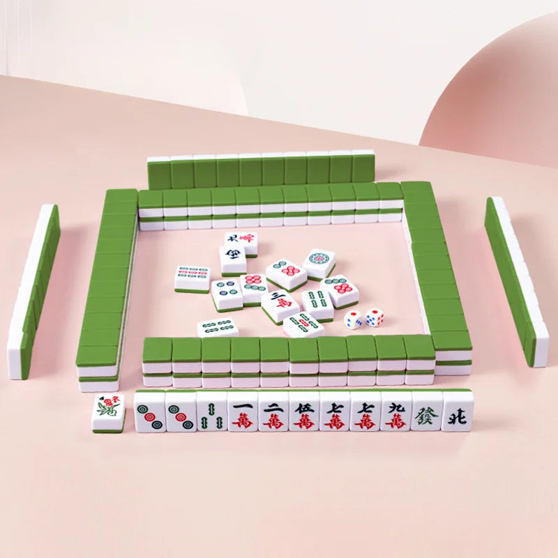 24/26/30mm Mini Mahjongs Board Game Portable Travel Set 144pcs Chinese Mahjongs Classic Traditional Chinese Family Tabletop Game