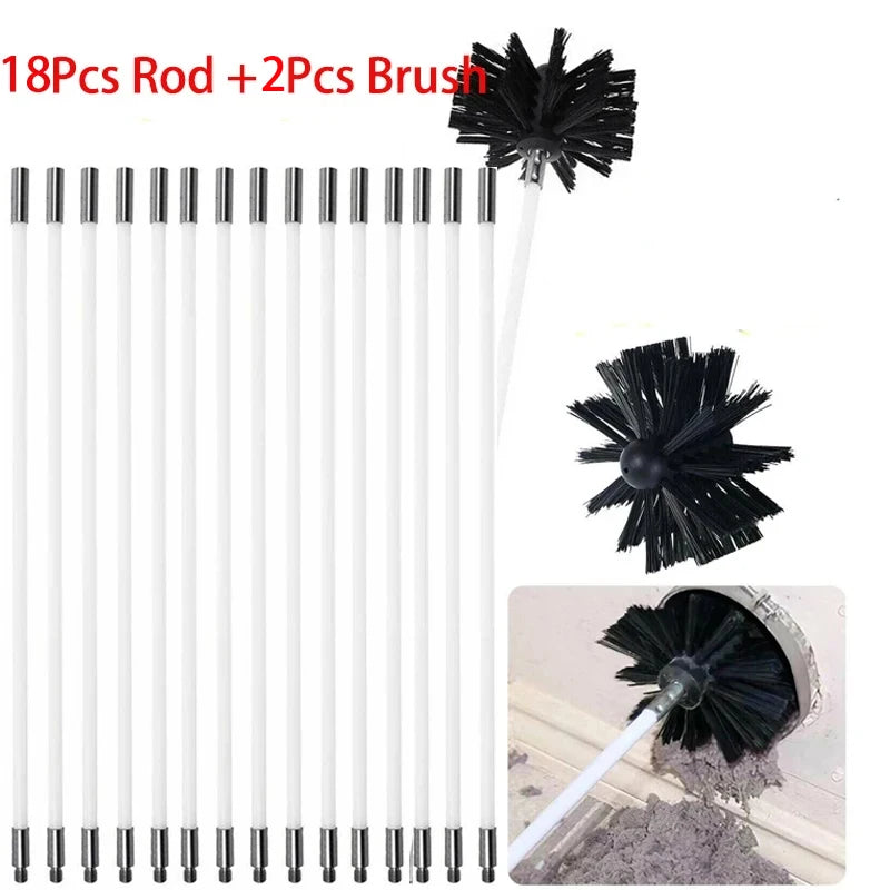 Flexible Chimney Cleaning Brush Extendable Flexible Dryer Vent Cleaner Soft Bristle Effective Air Duct Cleaning Tool