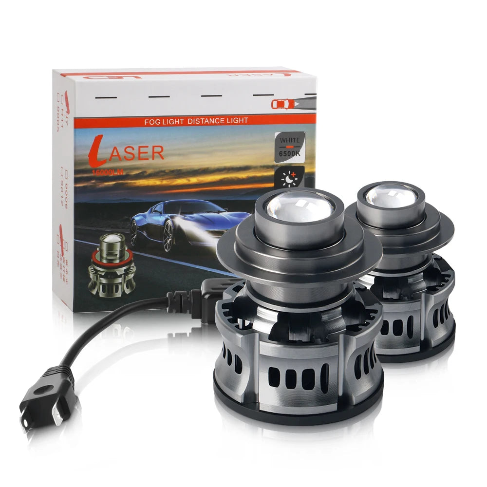 2pcs 12V LED fog light bulbs with projector lens, H11/H8/H7/9006 HB4, colors