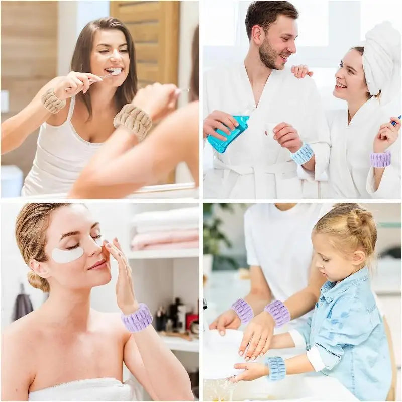 4/2PCS Wrist Washband Microfiber Wrist Wash Towel Band Wristband Scrunchies Wash Face Absorbent Wrist Sweatband Women Headband