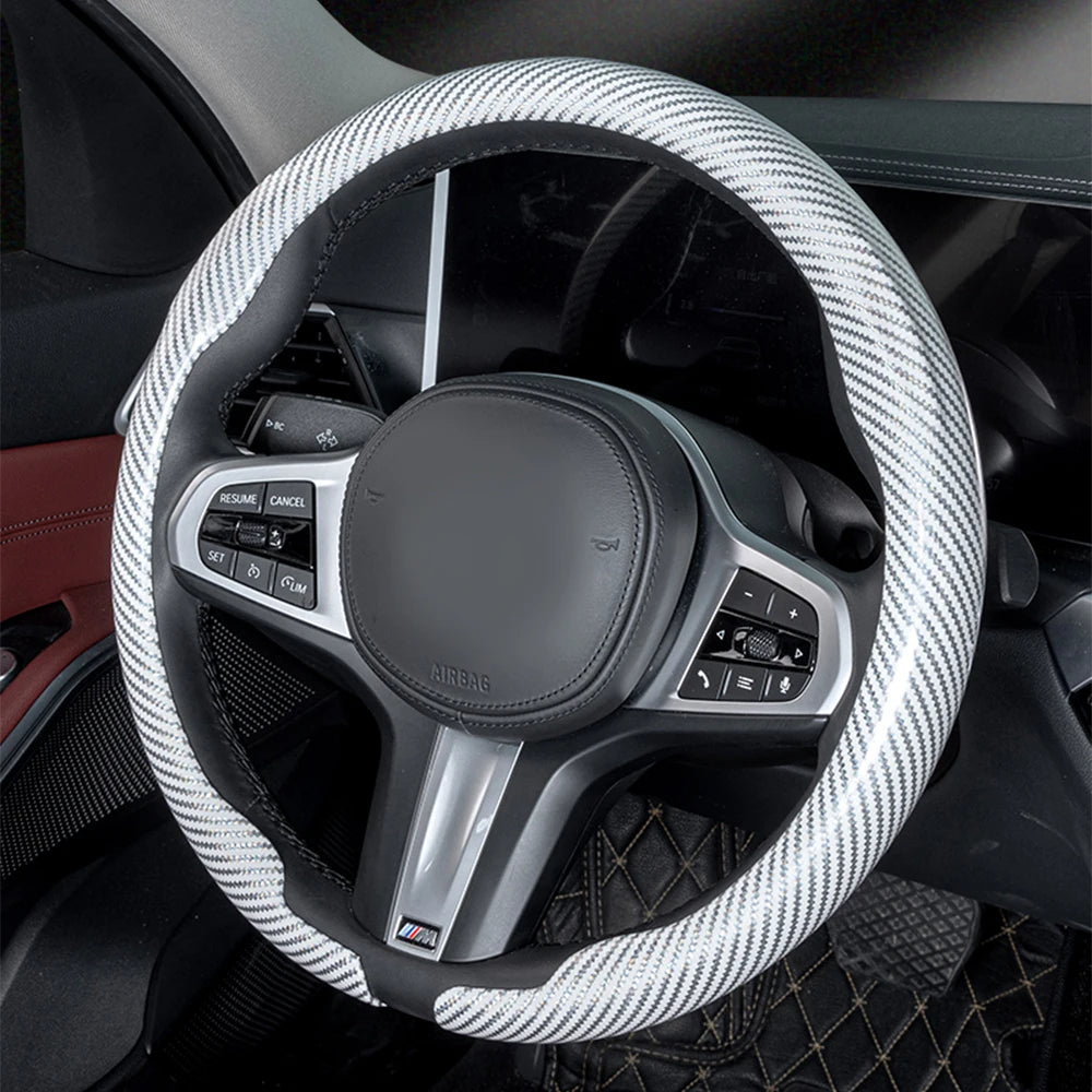 Steering Size 36-38cm Universal Non-slip D-shaped Round Breathable Car Steering Wheel Cover Protector Suitable Auto Accessories