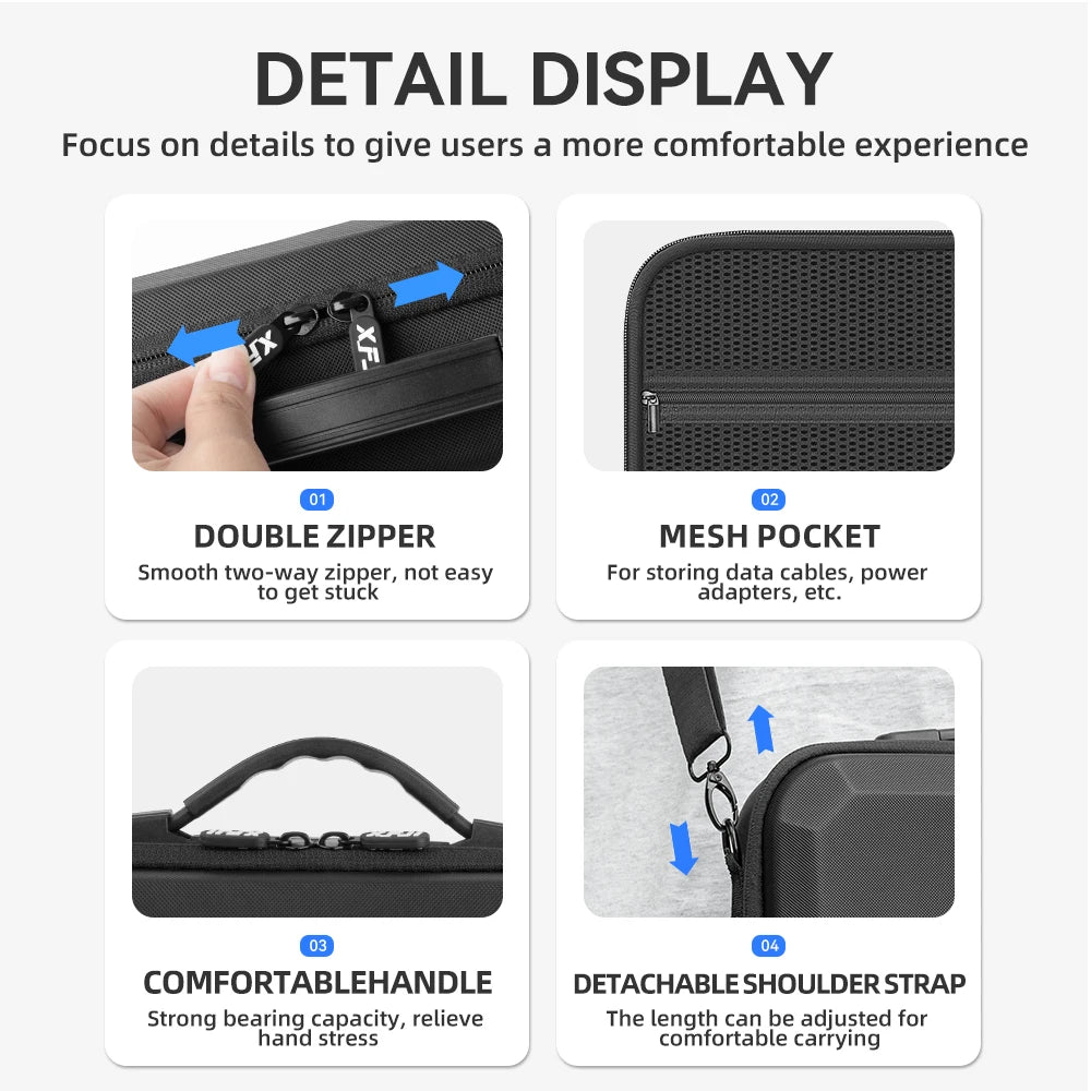 XFJI Carrying Case Compatible with DJI NEO 2 Combo PU Leather Hard Shell Shoulder Bag Travel Storage Pouch Drone Accessories