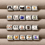 2025 Original Cute Cartoon Colorful Pet Dog Black Cats Italian Charm Links Fit 9mm Stainless Steel Bracelet Men Women DIY Making