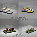 1:64 Scale Car Model Scene Display Box Trendy Diecast Ornament Four Season Grass Base Desktop Display Stand Collectible Gift