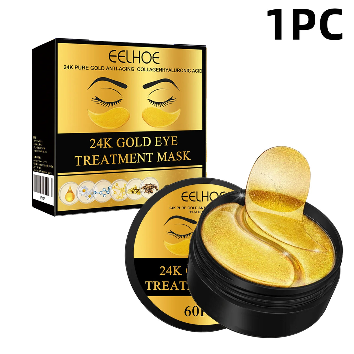 EELHOE 24K Gold Eye Mask Anti Dark  Hydrating Under Eye Gel Pads  Revitalizing Firming Eye Care Treatment for Fine Lines