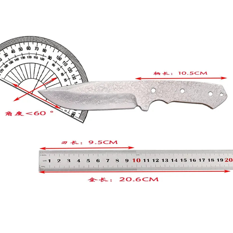DIY Semi-finished Damascus Steel Knife Embryo Household DIY Knife Supplies Accessories for Fixed Blade Knife Kitchen