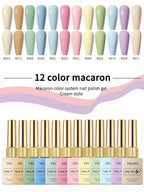 2025 Macaron Color Gel Polish Set - 12 Trendy Shades Long-Lasting & Chip-Resistant Formula for Home Manicures