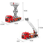 Fire Fighting Vehicle Set Construction City Rescue Fire Ladder Truck Tanker Water Cannon Car Alloy+Plastic Toys for Children