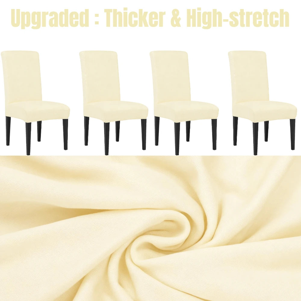 4Pc Set High Stretch Dining Chair Cover Elastic Slipcover Removable Non Slip Seat Protector for Living Room Home Kitchen Wedding