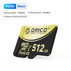 ORICO Micro SD Card TF Memory Card 512GBFull HD and 4K UHD C10, U3, V30, A2, microSDXC Up to180 MB/s for GoPRO DJI Drone