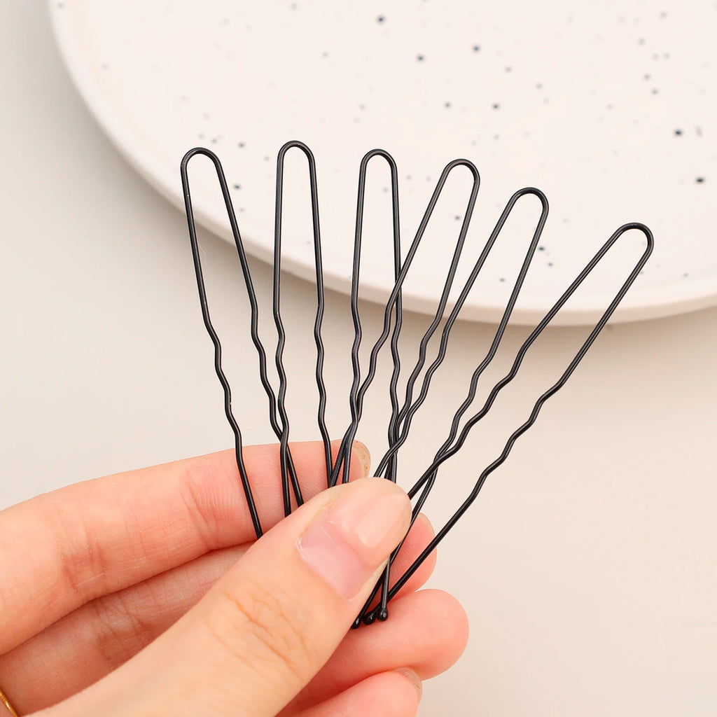 5/6/7cm U-Shaped Wavy Hair Clips Bobby Pin Barrette Salon Grip Black Metal Hairpins DIY Bridal Hairstyle Women Hair Accessories
