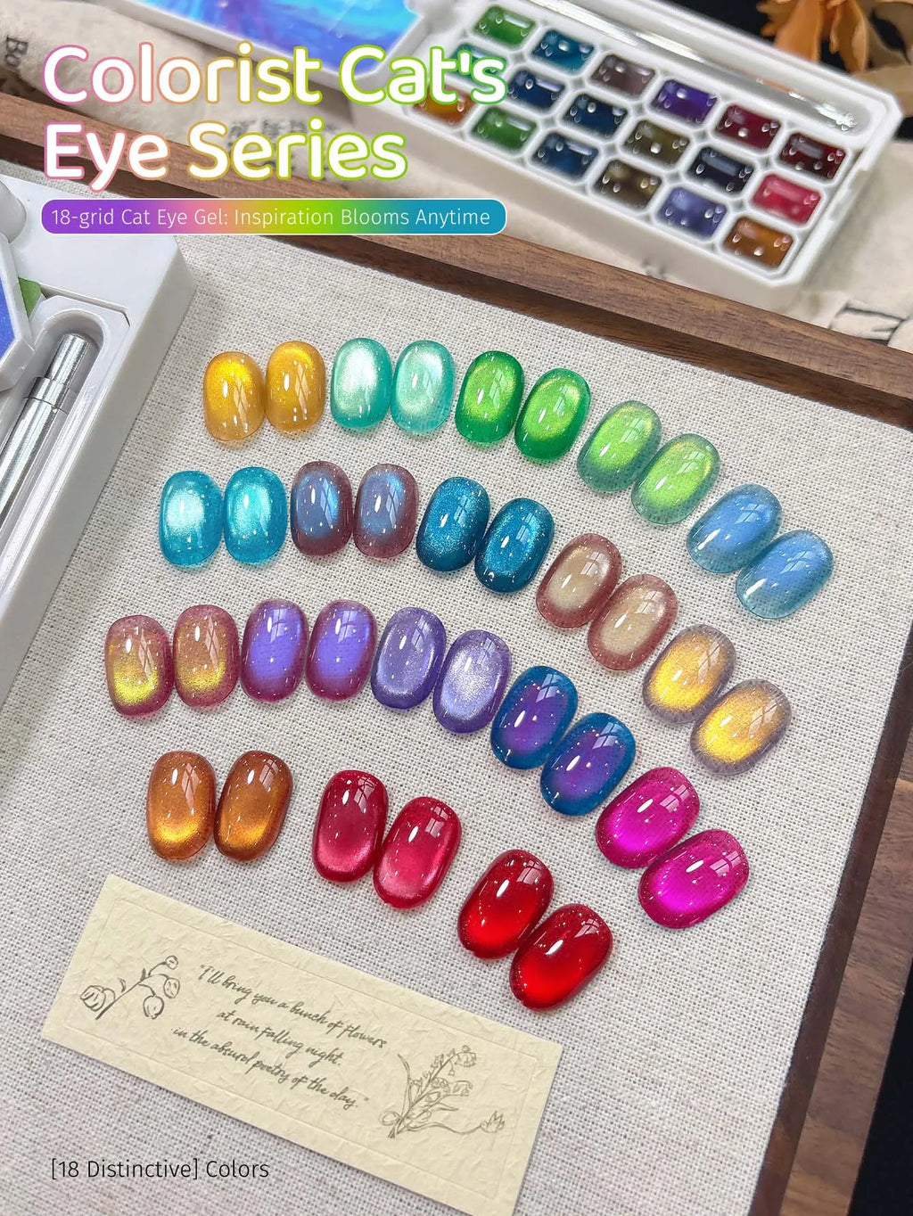 XEIJAYI Cat Eye Gel Nail Polish Semi-Solid High Saturation, 18 Colors, DIY Salon